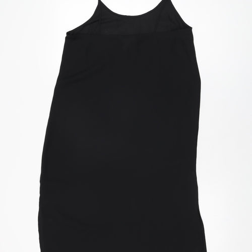 H&M Womens Black Polyester Slip Dress Size 10 Scoop Neck Pullover