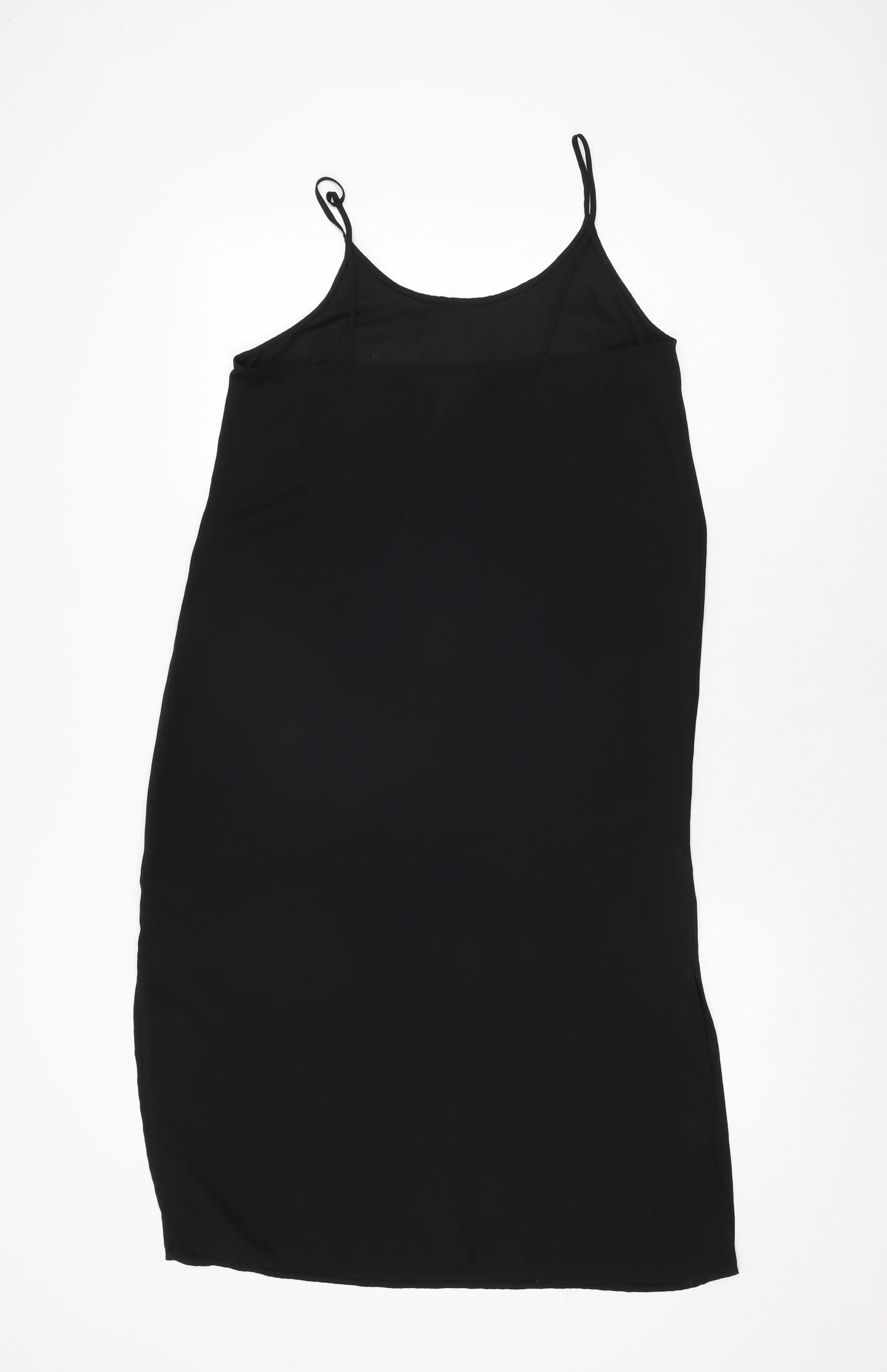 H&M Womens Black Polyester Slip Dress Size 10 Scoop Neck Pullover