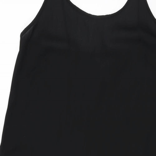 H&M Womens Black Polyester Slip Dress Size 10 Scoop Neck Pullover