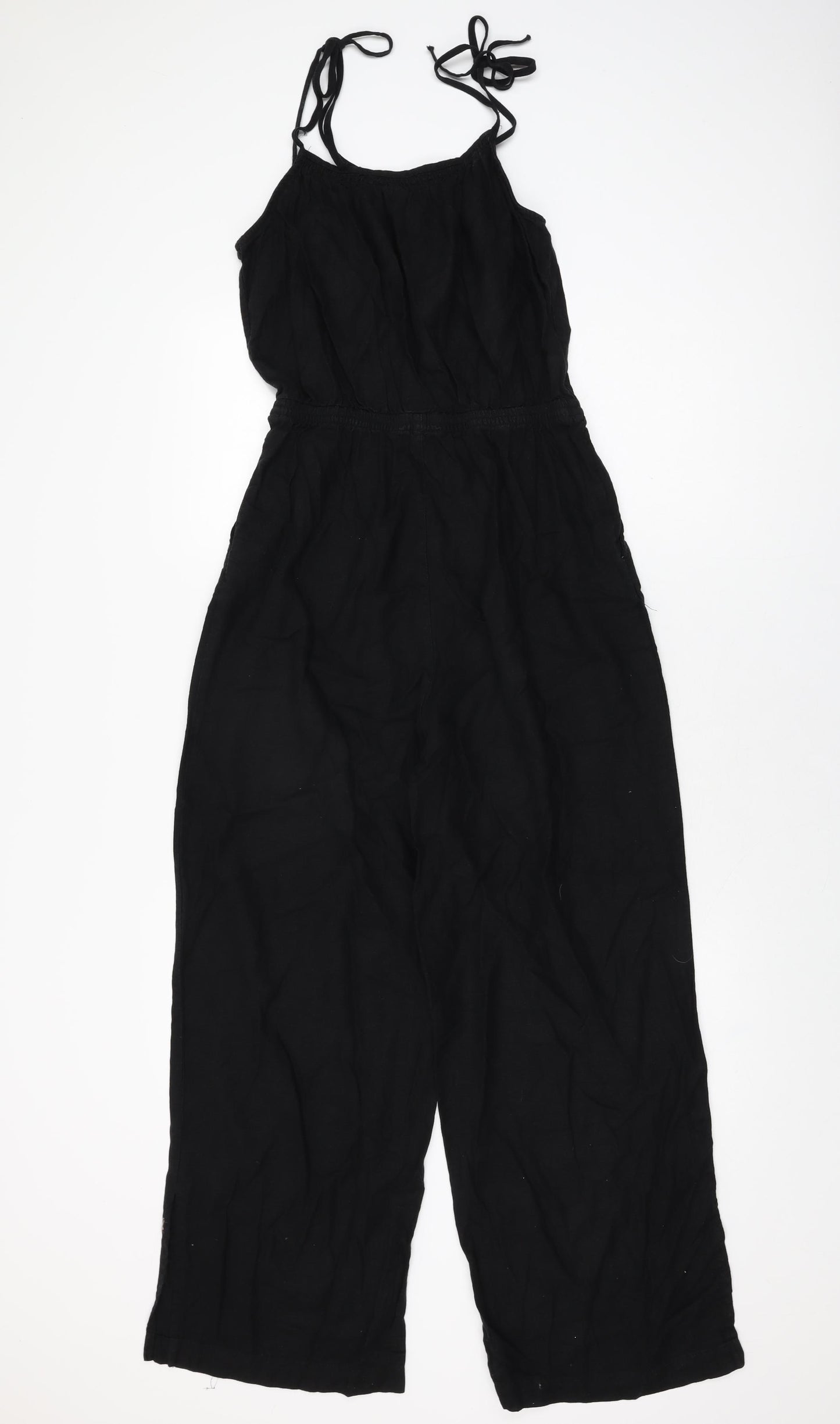 H&M Womens Black Viscose Jumpsuit One-Piece Size S L29 in Tie