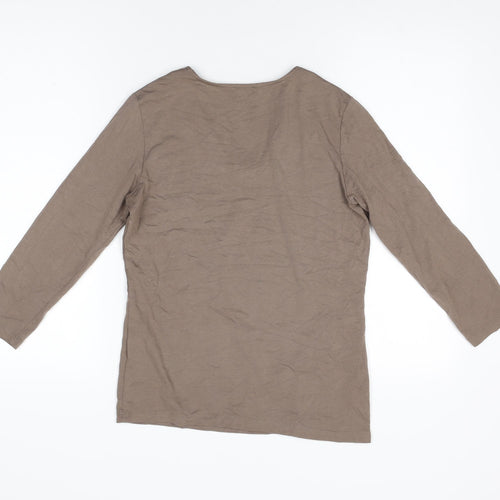 Gerry Weber Womens Brown Modal Basic T-Shirt Size 8 V-Neck