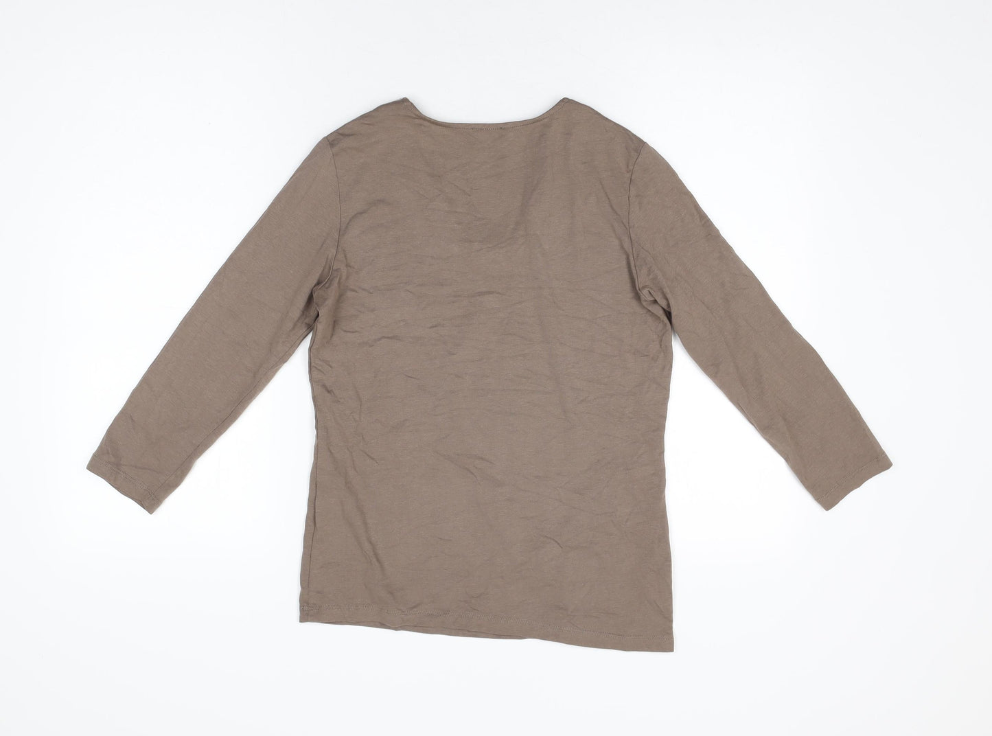 Gerry Weber Womens Brown Modal Basic T-Shirt Size 8 V-Neck