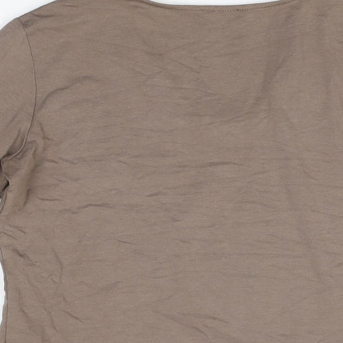 Gerry Weber Womens Brown Modal Basic T-Shirt Size 8 V-Neck