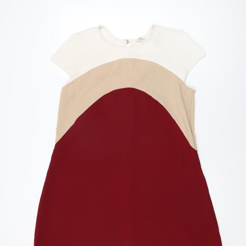 River Island Womens Red Geometric Polyester Shift Size 14 Round Neck Pullover