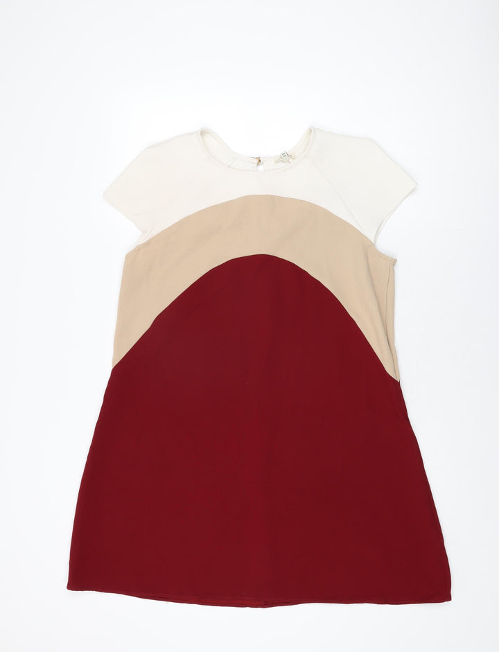 River Island Womens Red Geometric Polyester Shift Size 14 Round Neck Pullover