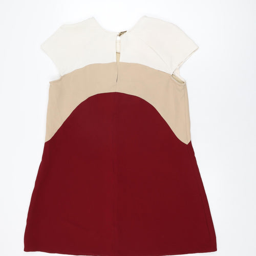 River Island Womens Red Geometric Polyester Shift Size 14 Round Neck Pullover
