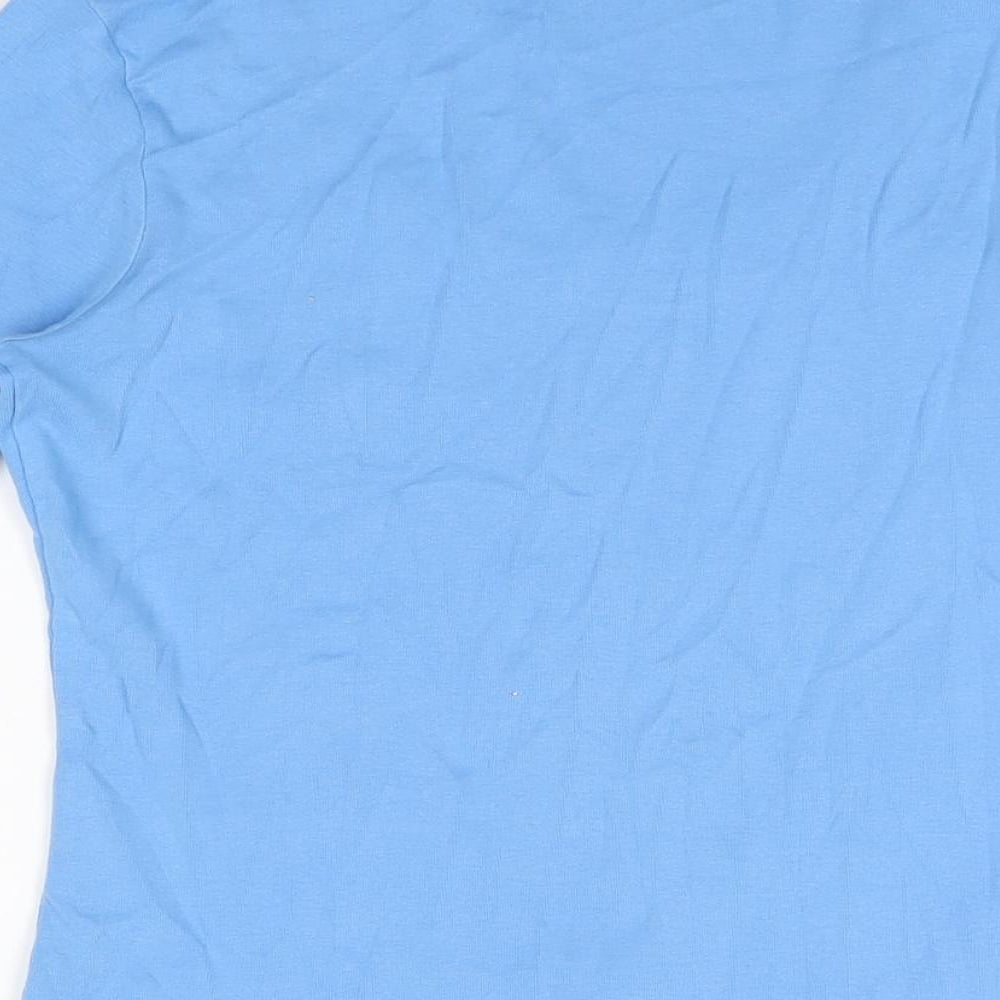 Marks and Spencer Womens Blue Cotton Basic T-Shirt Size 12 Scoop Neck