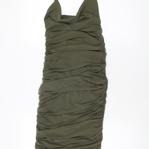 Pink Vanilla Womens Green Polyester Bodycon Size 10 Cowl Neck Pullover