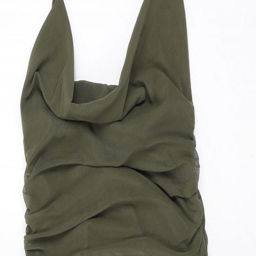 Pink Vanilla Womens Green Polyester Bodycon Size 10 Cowl Neck Pullover