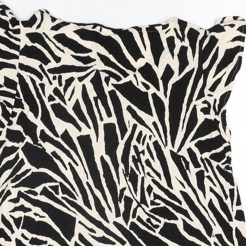 H&M Womens Ivory Geometric Viscose Basic T-Shirt Size M V-Neck