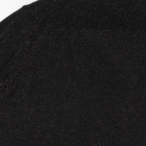 If By Sea Womens Black Geometric Nylon Basic Blouse Size XL V-Neck