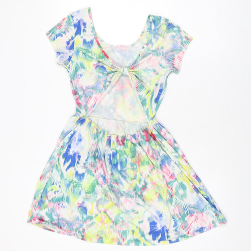 @Republic Womens Multicoloured Geometric Polyester Skater Dress Size 8 Scoop Neck Pullover