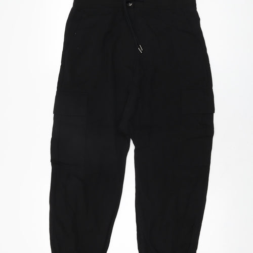 Zara Womens Black Polyester Trousers Size S L22 in Regular Zip