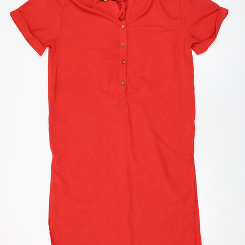 Actuel Womens Red Viscose Shift Size S V-Neck Button