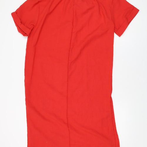 Actuel Womens Red Viscose Shift Size S V-Neck Button