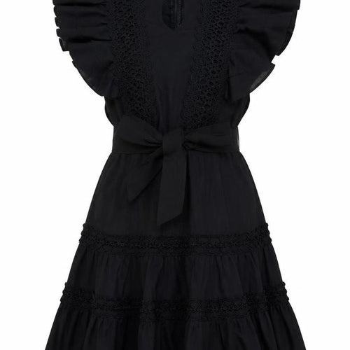 Eilly Bazar Womens Black Geometric Polyester Skater Dress Size S Round Neck Zip