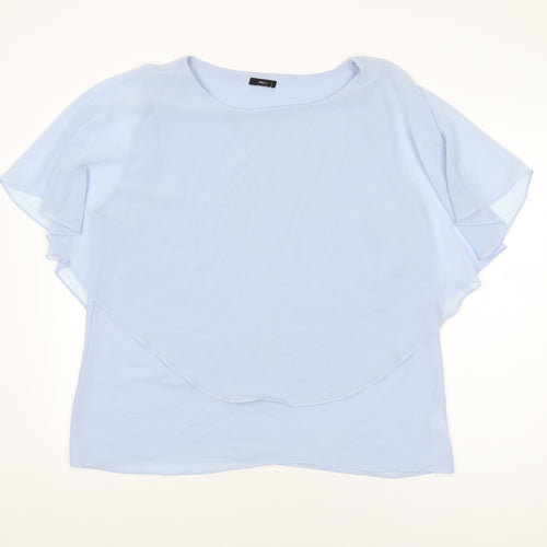 M&Co Womens Blue Polyester Basic Blouse Size 20 Boat Neck