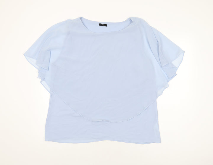 M&Co Womens Blue Polyester Basic Blouse Size 20 Boat Neck