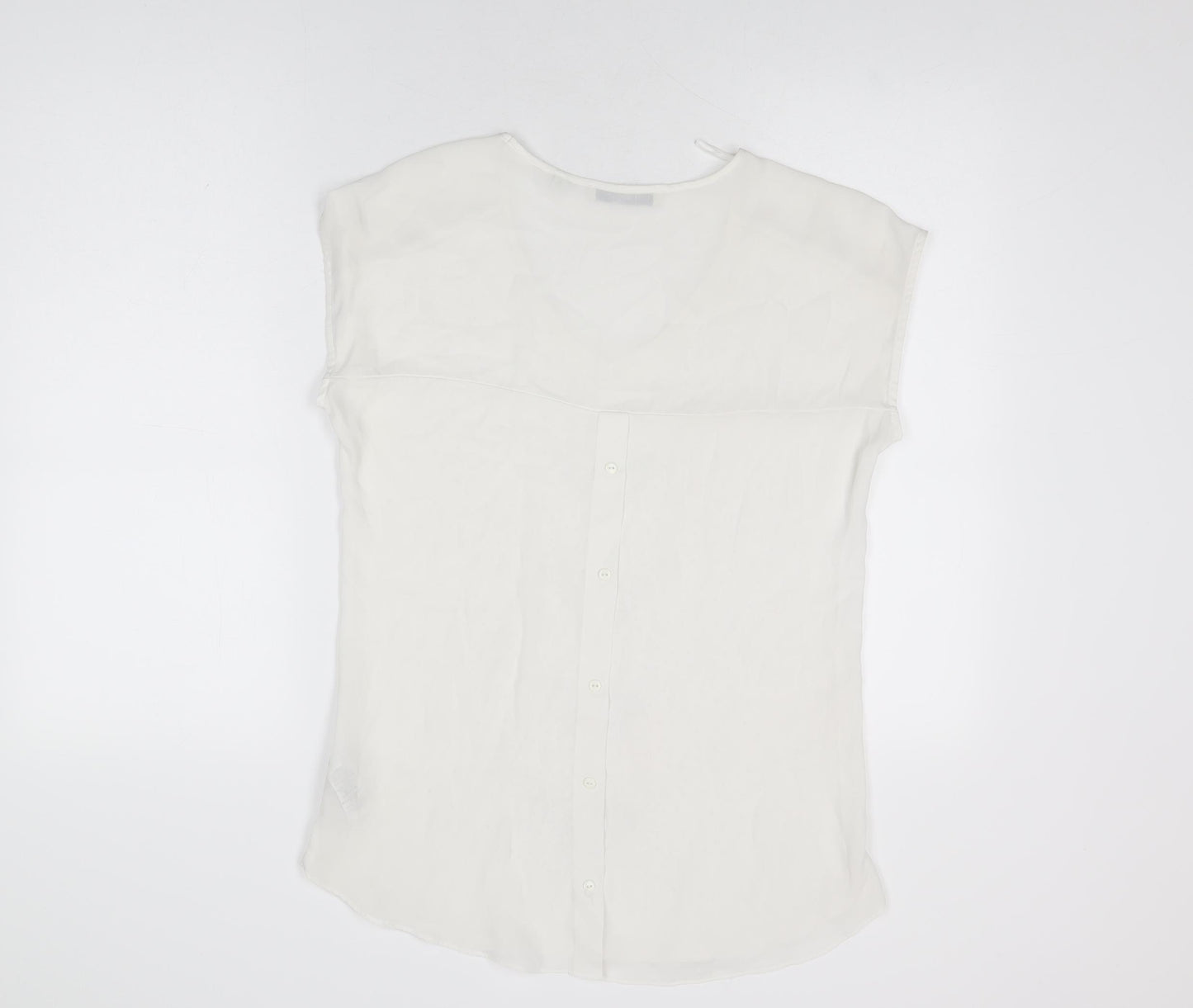 NEXT Womens White Geometric Viscose Basic T-Shirt Size 10 V-Neck