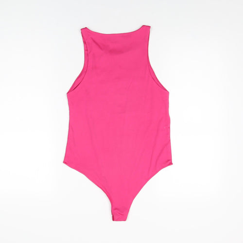 Dunnes Stores Womens Pink Polyester Bodysuit One-Piece Size S Snap