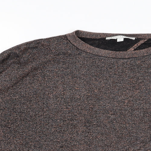 Warehouse Womens Black Viscose Basic T-Shirt Size 10 Round Neck
