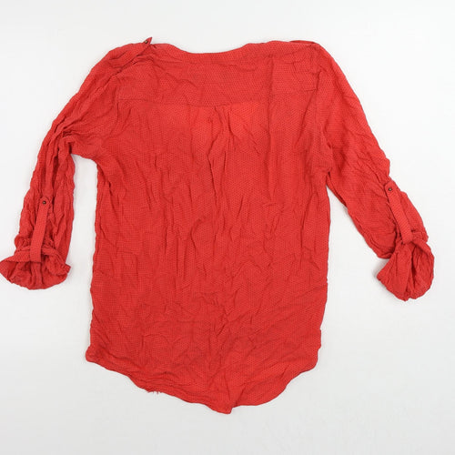 Zara Womens Red Polka Dot Viscose Basic Blouse Size M V-Neck