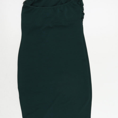 PRETTYLITTLETHING Womens Green Polyester Bodycon Size 8 Off the Shoulder Pullover - Strapless