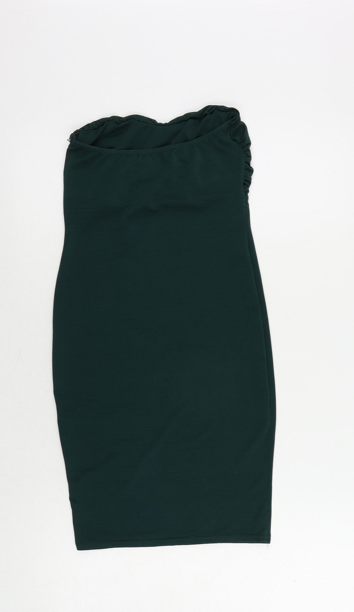 PRETTYLITTLETHING Womens Green Polyester Bodycon Size 8 Off the Shoulder Pullover - Strapless