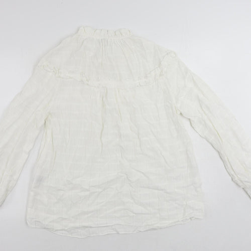 River Island Womens White Viscose Basic Blouse Size 12 Round Neck - Keyhole Neckline