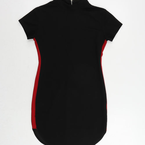 AX Paris Womens Black Polyester Pencil Dress Size 10 Mock Neck Zip