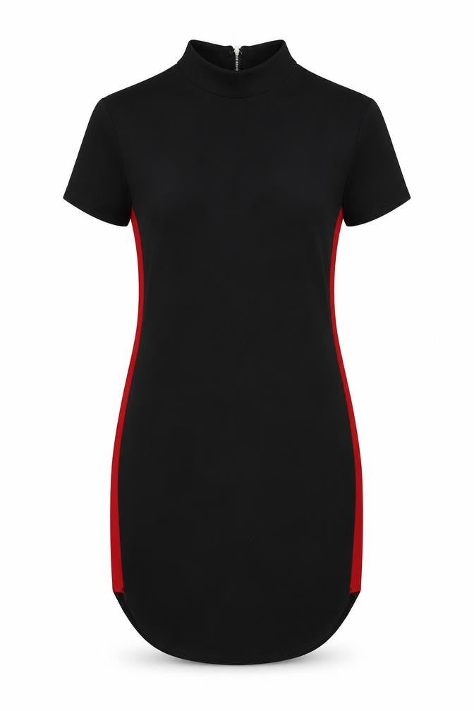 AX Paris Womens Black Polyester Pencil Dress Size 10 Mock Neck Zip