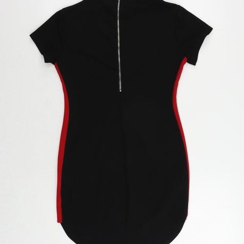 AX Paris Womens Black Polyester Pencil Dress Size 10 Mock Neck Zip