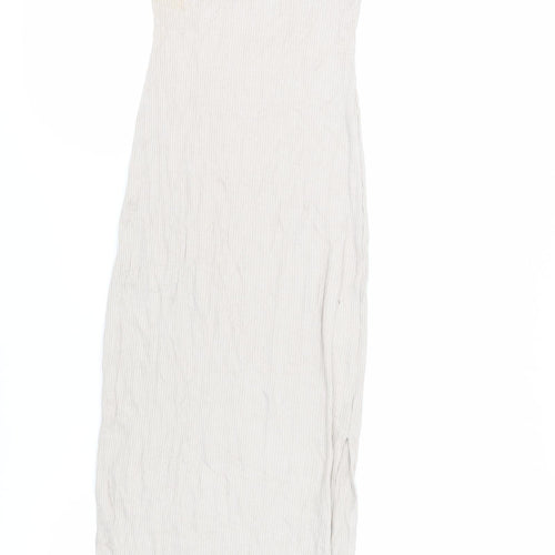 Bershka Womens Beige Viscose Bodycon Size XS Round Neck Pullover