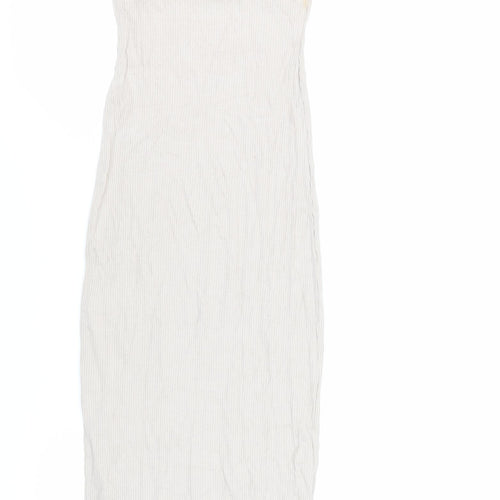 Bershka Womens Beige Viscose Bodycon Size XS Round Neck Pullover