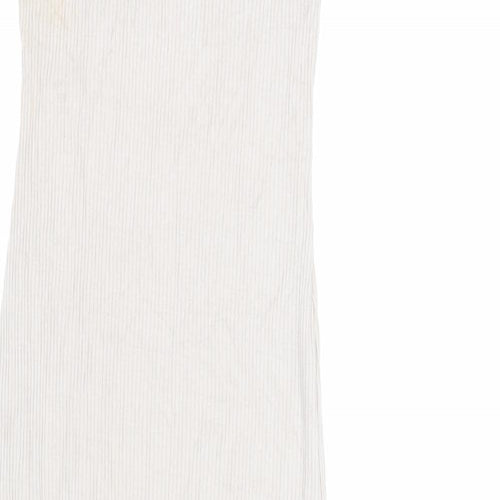 Bershka Womens Beige Viscose Bodycon Size XS Round Neck Pullover