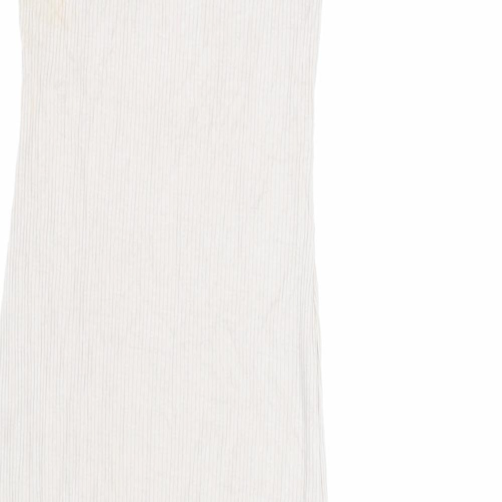 Bershka Womens Beige Viscose Bodycon Size XS Round Neck Pullover