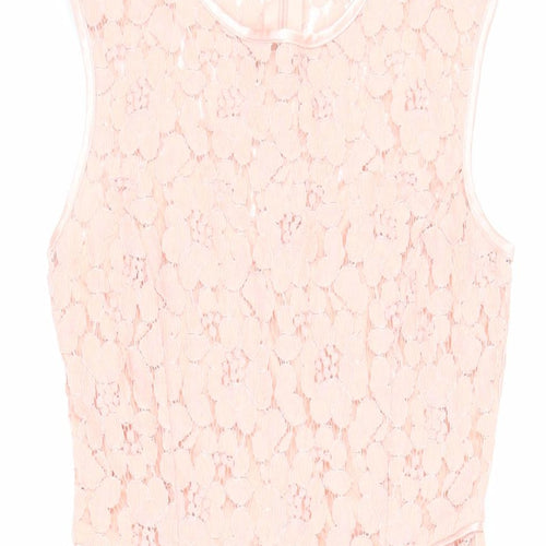 Dorothy Perkins Womens Pink Nylon Fit & Flare Size 8 Round Neck Zip