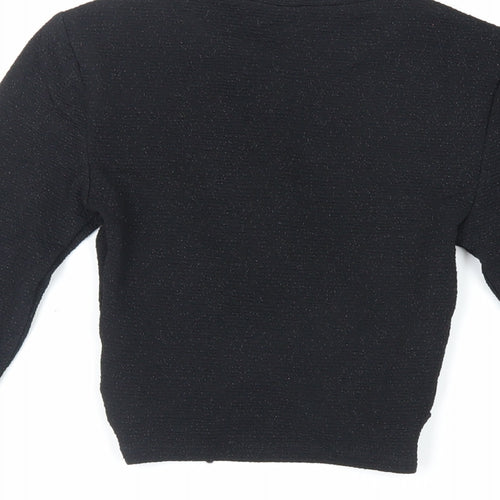 Divided by H&M Womens Black Polyester Cropped Blouse Size XS Crew Neck