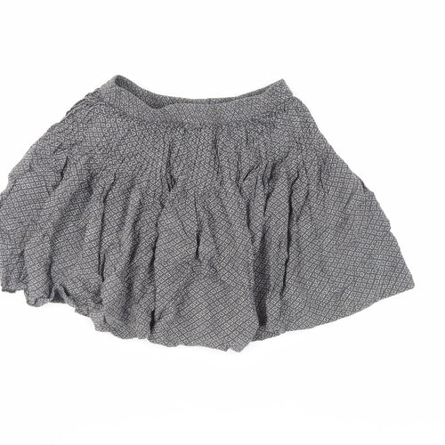 NEXT Girls Grey Geometric Viscose Skater Skirt Size 8 Years Regular - Elasticated Waist