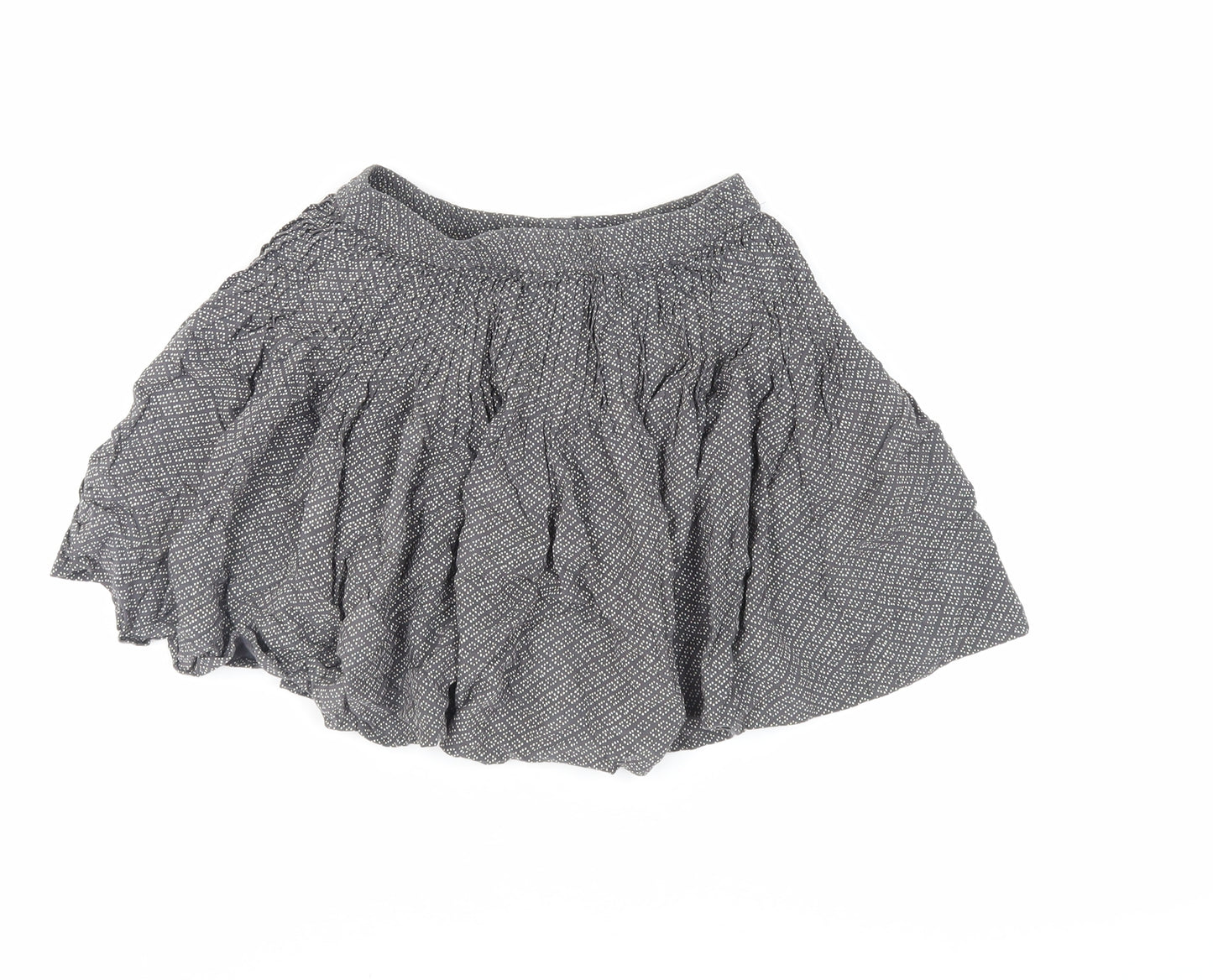 NEXT Girls Grey Geometric Viscose Skater Skirt Size 8 Years Regular - Elasticated Waist
