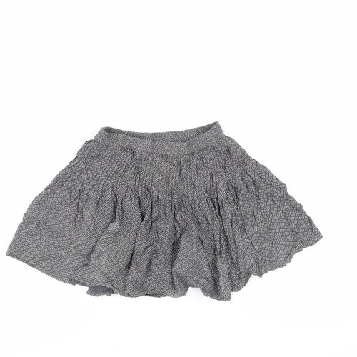 NEXT Girls Grey Geometric Viscose Skater Skirt Size 8 Years Regular - Elasticated Waist