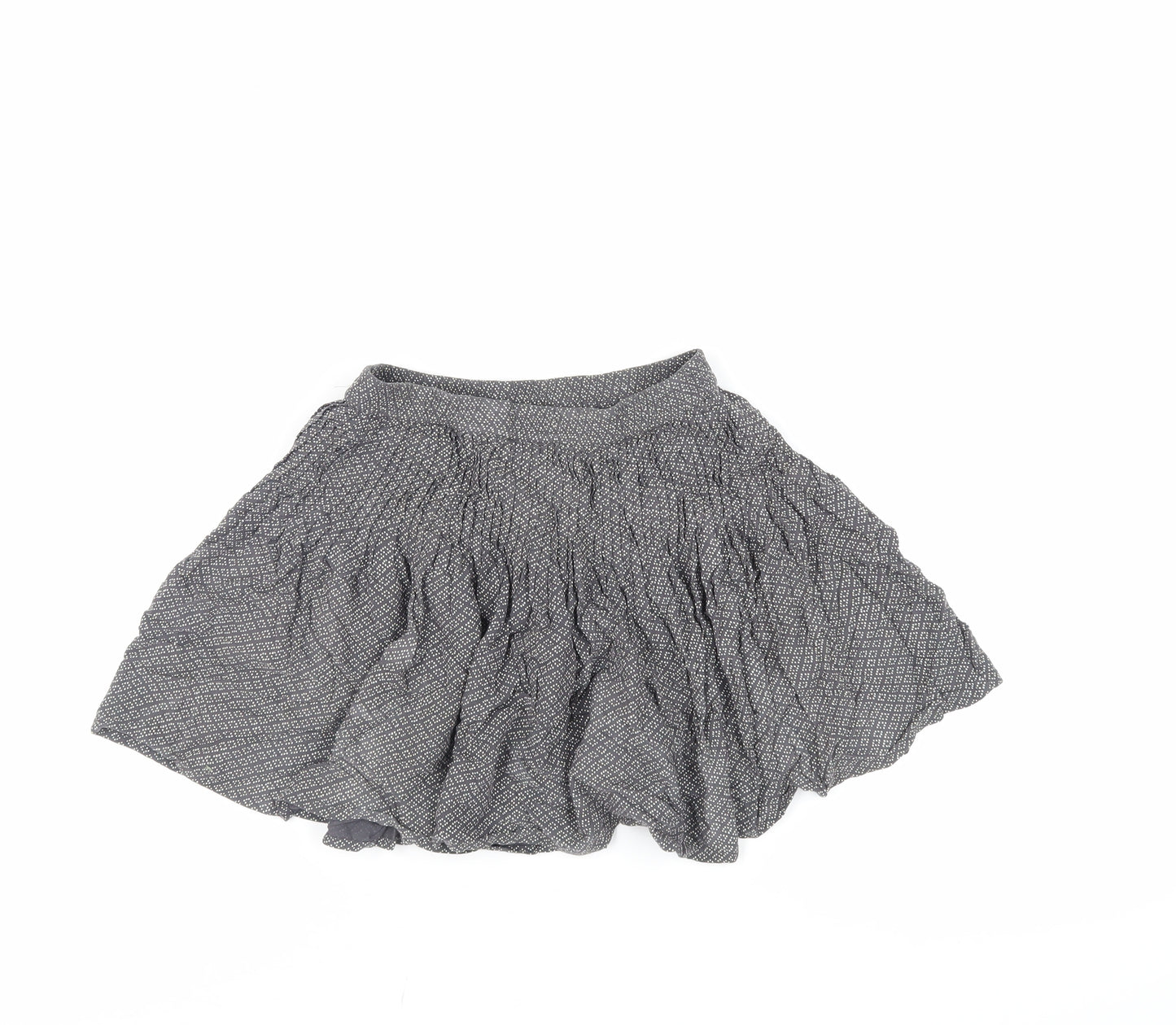 NEXT Girls Grey Geometric Viscose Skater Skirt Size 8 Years Regular - Elasticated Waist