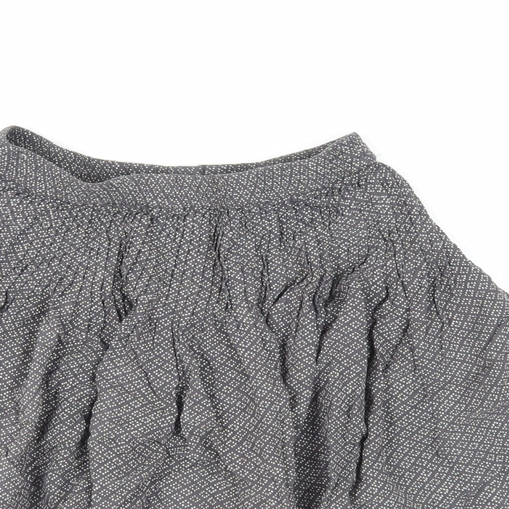 NEXT Girls Grey Geometric Viscose Skater Skirt Size 8 Years Regular - Elasticated Waist