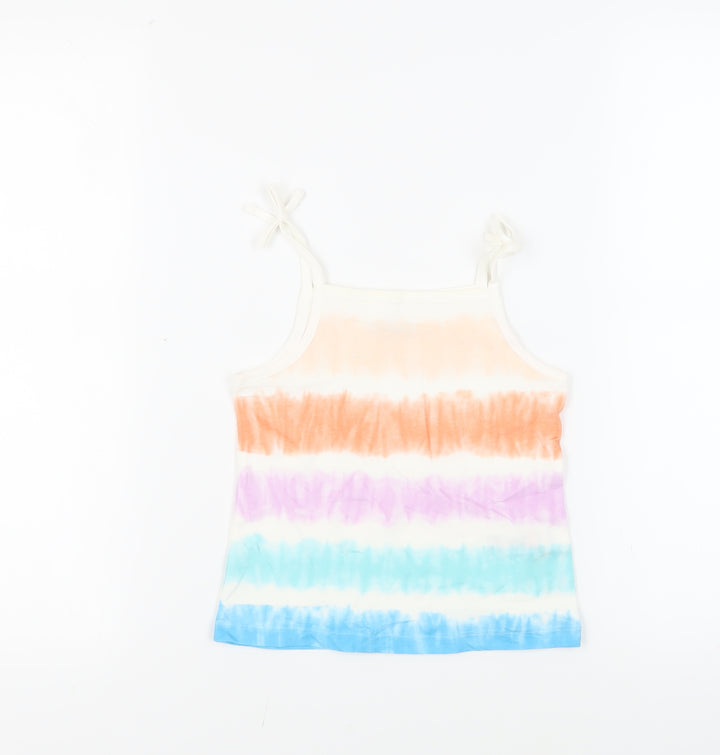 Marks and Spencer Girls Multicoloured Striped Cotton Camisole Tank Size 4-5 Years Square Neck Pullover