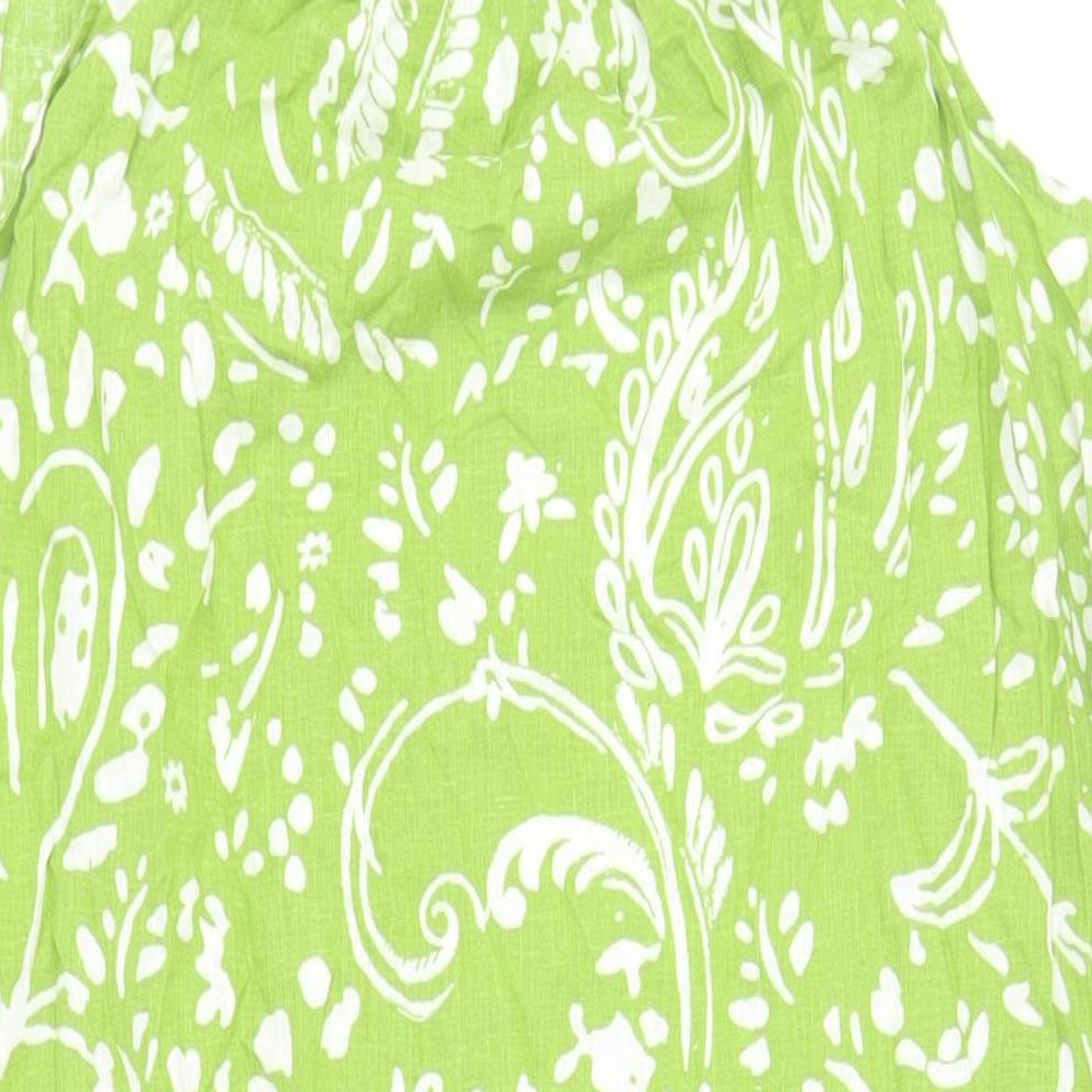 Marks and Spencer Womens Green Paisley Linen Tank Dress Size 22 Round Neck Tie