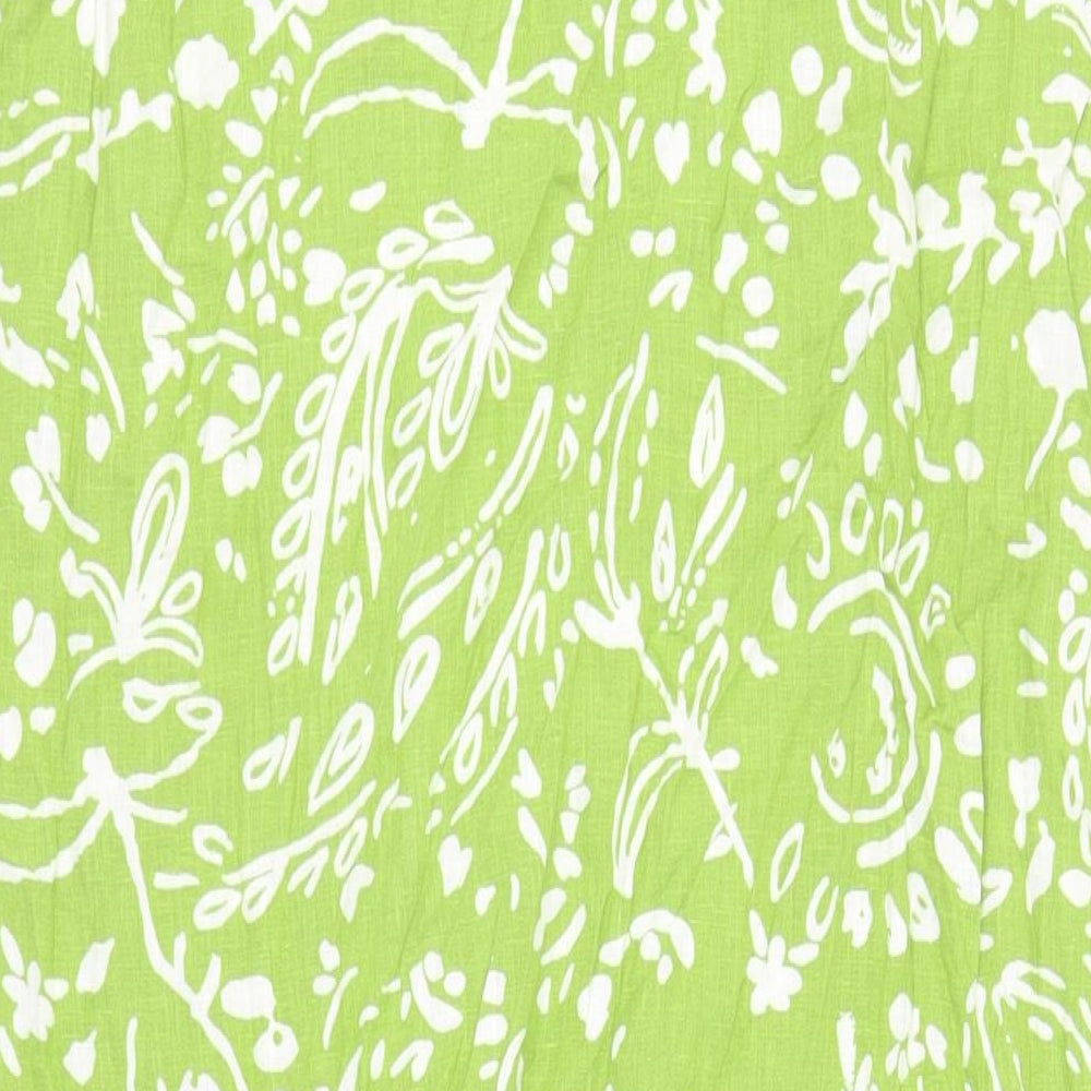 Marks and Spencer Womens Green Paisley Linen Tank Dress Size 22 Round Neck Tie