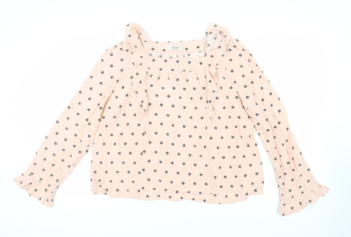 Alice Temperley Womens Pink Geometric Viscose Basic Blouse Size 16 Square Neck - Ruffles