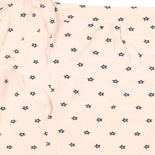 Alice Temperley Womens Pink Geometric Viscose Basic Blouse Size 16 Square Neck - Ruffles
