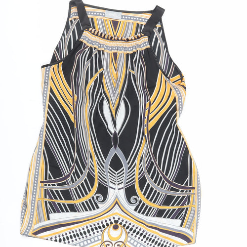 Wallis Womens Black Geometric Polyester Basic Tank Size M Square Neck