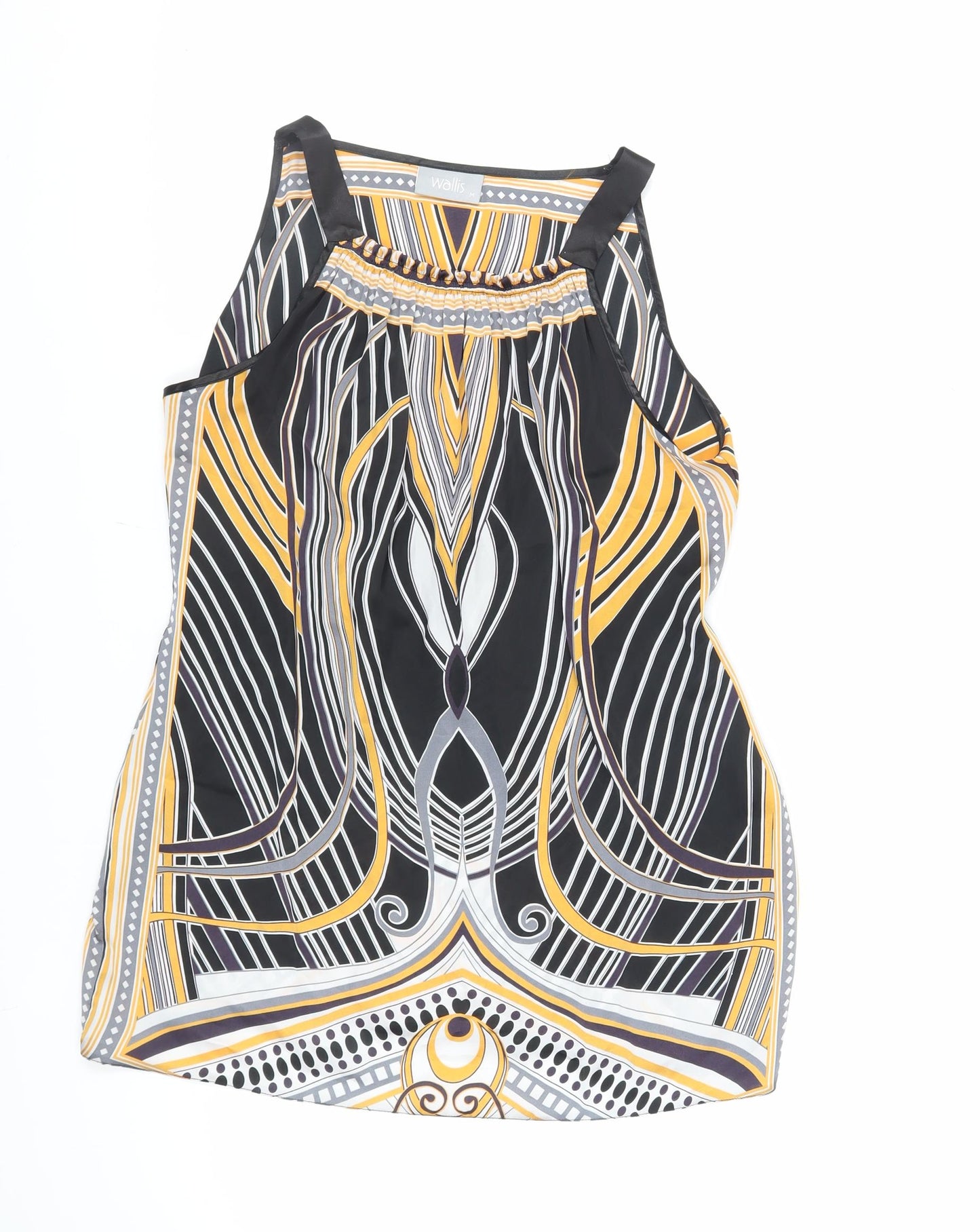 Wallis Womens Black Geometric Polyester Basic Tank Size M Square Neck